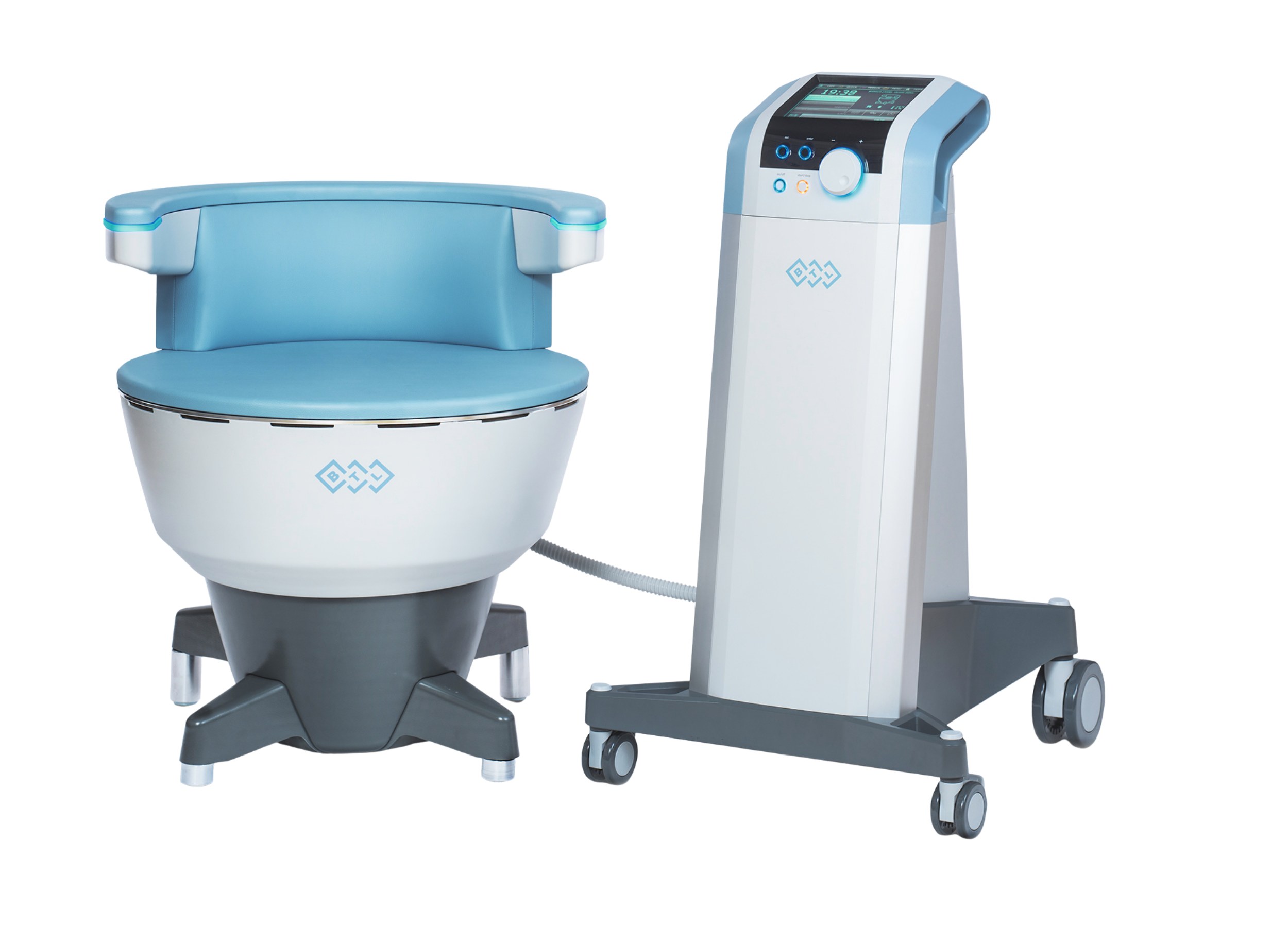 Emsella chair and control unit, the HIFEM device used for non-invasive pelvic floor strengthening and bladder control treatment